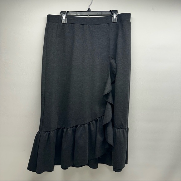 Sundance Charcoal Ruffle Midi Skirt size xl - Picture 1 of 9